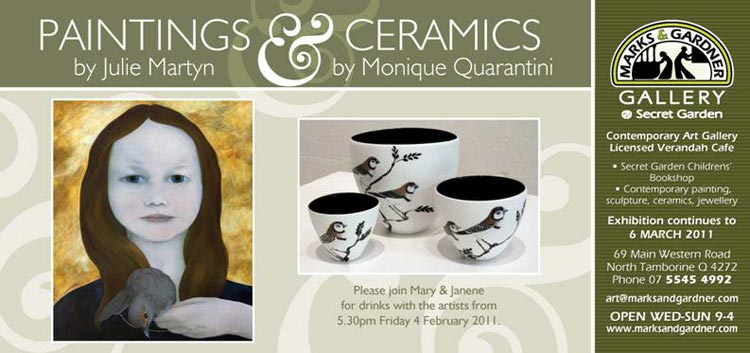 Paintings and Ceramic on display at Marks and Gardner Mount Tamborine
