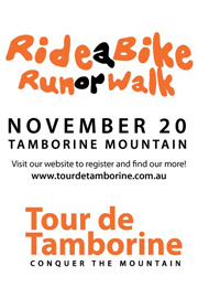 Poster for Tour de Tamborine fun family event on Tamborine Mountain
